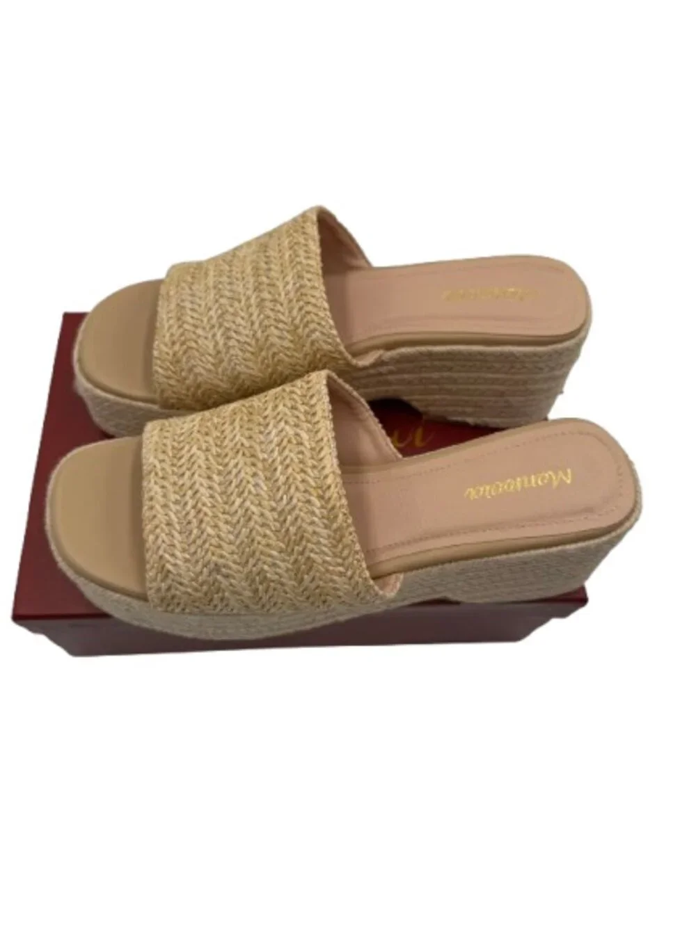 Monrovia Women's Bohemian by Espadrilles Apricot Platform Sandals Size 8